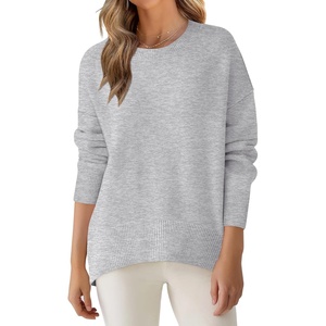 image:imageANRABESS Sweaters for Women 2026 Fall Long Sleeve Casual Loose Fit Knitted High Low Hem Basic Pullover Sweater TopsLight Grey