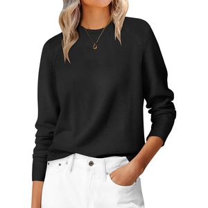 image:imageANRABESS Sweaters for Women 2026 Long Sleeve Crewneck Loose Fit Lightweight Knit Basic Fall Sweater OutfitsBlack
