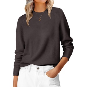image:imageANRABESS Sweaters for Women 2026 Long Sleeve Crewneck Loose Fit Lightweight Knit Basic Fall Sweater OutfitsDeep Taupe