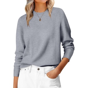 image:imageANRABESS Sweaters for Women 2026 Long Sleeve Crewneck Loose Fit Lightweight Knit Basic Fall Sweater OutfitsGrey