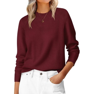 image:imageANRABESS Sweaters for Women 2026 Long Sleeve Crewneck Loose Fit Lightweight Knit Basic Fall Sweater OutfitsRed