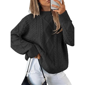 image:imageANRABESS Sweaters for Women Oversized Cable Knit Fall Long Sleeve Crewneck Casual Pullover Sweater Tops 2026 Winter OutfitsBlack