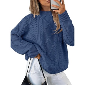 image:imageANRABESS Sweaters for Women Oversized Cable Knit Fall Long Sleeve Crewneck Casual Pullover Sweater Tops 2026 Winter OutfitsDeep Blue