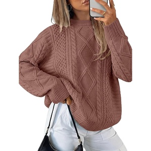 image:imageANRABESS Sweaters for Women Oversized Cable Knit Fall Long Sleeve Crewneck Casual Pullover Sweater Tops 2026 Winter OutfitsOrange