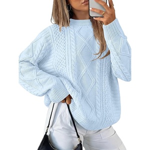 image:imageANRABESS Sweaters for Women Oversized Cable Knit Fall Long Sleeve Crewneck Casual Pullover Sweater Tops 2026 Winter OutfitsSky