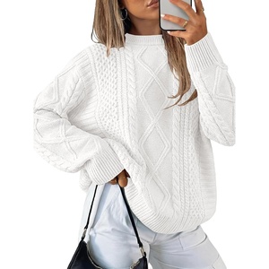 image:imageANRABESS Sweaters for Women Oversized Cable Knit Fall Long Sleeve Crewneck Casual Pullover Sweater Tops 2026 Winter OutfitsWhite Cream