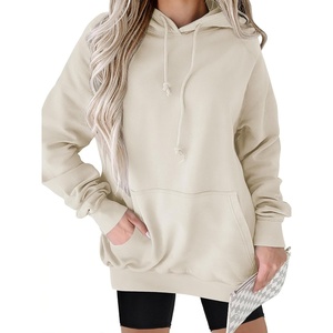 image:imageANRABESS Women Hoodies Long Sleeve Loose Fit Fleece Hooded Sweatshirts Drawstring Pullover Top With Pockets 2026 Fall OutfitsParchment