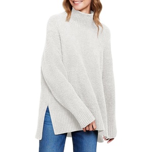 image:imageANRABESS Women Oversized Turtleneck Long Sleeve Fuzzy Knit Slit Side Chunky Warm Pullover Sweaters 2026White