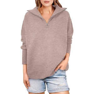 image:imageANRABESS Women Quarter Zip Oversized Casual Loose Rib Knit Cozy Pullover Sweaters Top 2026 Fall Fashion Outfits ClothesCamel