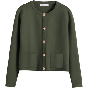 image:imageANRABESS Women Striped Cardigan Sweaters Button Down Cropped Knit Lady Jackets Coat 2026 Fall Outfits Trendy ClothesArmy Green