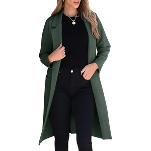 image:imageANRABESS Womens Cardigan Sweater 2026 Fall Outfits Knitted Lapel Long Coats CoatigansDeep Green