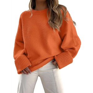 image:imageANRABESS Womens Oversized Sweaters 2026 Long Sleeve Fuzzy Knit Casual Chunky Pullover Sweater Fall Outfits ClothesOrange