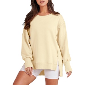 image:imageANRABESS Womens Oversized Sweatshirts Crew Neck Long Sleeve Shirts Casual Loose Slit 2026 Fall Outfits Y2K Teen Girls ClothesCream Yellow