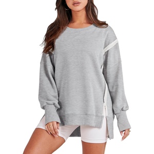 image:imageANRABESS Womens Oversized Sweatshirts Crew Neck Long Sleeve Shirts Casual Loose Slit 2026 Fall Outfits Y2K Teen Girls ClothesGray