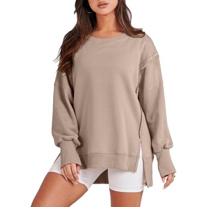 image:imageANRABESS Womens Oversized Sweatshirts Crew Neck Long Sleeve Shirts Casual Loose Slit 2026 Fall Outfits Y2K Teen Girls ClothesKhaki