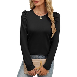 image:imageANRABESS Womens Puff Long Sleeve Shirts Crewneck Fall Tops Basic Dressy Casual Blouses 2026 Trendy OutfitsBlack