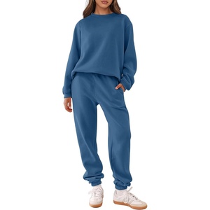 image:imageANRABESS Womens Two Piece Outfits Sweatsuit Lounge Set Long Sleeve Crewneck Sweatshirt Jogger Pants Tracksuit 2026 Fall SetsBlue