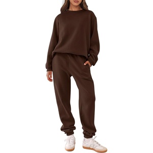 image:imageANRABESS Womens Two Piece Outfits Sweatsuit Lounge Set Long Sleeve Crewneck Sweatshirt Jogger Pants Tracksuit 2026 Fall SetsDrek Coffee