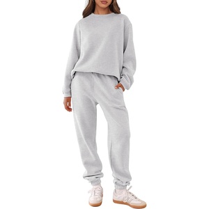 image:imageANRABESS Womens Two Piece Outfits Sweatsuit Lounge Set Long Sleeve Crewneck Sweatshirt Jogger Pants Tracksuit 2026 Fall SetsGrey