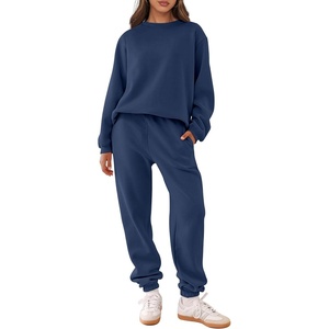 image:imageANRABESS Womens Two Piece Outfits Sweatsuit Lounge Set Long Sleeve Crewneck Sweatshirt Jogger Pants Tracksuit 2026 Fall SetsNavy Blue