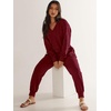 image:imageANRABESS Jumpsuits for Women 2026 Fall Long Sleeve Casual Loose Fit Romper Lounge One Piece Pajamas Outfits JumperBurgundy