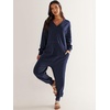 image:imageANRABESS Jumpsuits for Women 2026 Fall Long Sleeve Casual Loose Fit Romper Lounge One Piece Pajamas Outfits JumperDeep Blue