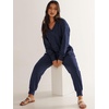 image:imageANRABESS Jumpsuits for Women 2026 Fall Long Sleeve Casual Loose Fit Romper Lounge One Piece Pajamas Outfits JumperDeep Blue