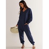 image:imageANRABESS Jumpsuits for Women 2026 Fall Long Sleeve Casual Loose Fit Romper Lounge One Piece Pajamas Outfits JumperDeep Blue