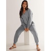 image:imageANRABESS Jumpsuits for Women 2026 Fall Long Sleeve Casual Loose Fit Romper Lounge One Piece Pajamas Outfits JumperGrey
