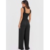 image:imageANRABESS Jumpsuits for Women Casual Smocked Sleeveless Wide Leg Comfy Rompers With Pockets Summer Vacation amp Dressy WearBlack