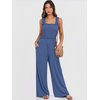 image:imageANRABESS Jumpsuits for Women Casual Smocked Sleeveless Wide Leg Comfy Rompers With Pockets Summer Vacation amp Dressy WearBlue