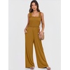 image:imageANRABESS Jumpsuits for Women Casual Smocked Sleeveless Wide Leg Comfy Rompers With Pockets Summer Vacation amp Dressy WearBrownish Yellow