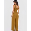 image:imageANRABESS Jumpsuits for Women Casual Smocked Sleeveless Wide Leg Comfy Rompers With Pockets Summer Vacation amp Dressy WearBrownish Yellow
