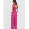 image:imageANRABESS Jumpsuits for Women Casual Smocked Sleeveless Wide Leg Comfy Rompers With Pockets Summer Vacation amp Dressy WearHot Pink
