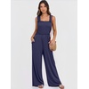 image:imageANRABESS Jumpsuits for Women Casual Smocked Sleeveless Wide Leg Comfy Rompers With Pockets Summer Vacation amp Dressy WearNavy Blue
