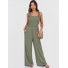 image:imageANRABESS Jumpsuits for Women Casual Smocked Sleeveless Wide Leg Comfy Rompers With Pockets Summer Vacation amp Dressy WearOlive
