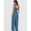 image:imageANRABESS Jumpsuits for Women Casual Smocked Sleeveless Wide Leg Comfy Rompers With Pockets Summer Vacation amp Dressy WearTeal Blue