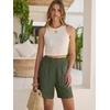 image:imageANRABESS Linen Shorts for Women Casual Summer High Waisted Wide Leg Lounge Beach Vacation Shorts with PocketsArmy Green