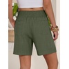 image:imageANRABESS Linen Shorts for Women Casual Summer High Waisted Wide Leg Lounge Beach Vacation Shorts with PocketsArmy Green
