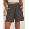 image:imageANRABESS Linen Shorts for Women Casual Summer High Waisted Wide Leg Lounge Beach Vacation Shorts with PocketsCoffee