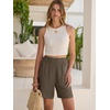 image:imageANRABESS Linen Shorts for Women Casual Summer High Waisted Wide Leg Lounge Beach Vacation Shorts with PocketsCoffee