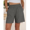 image:imageANRABESS Linen Shorts for Women Casual Summer High Waisted Wide Leg Lounge Beach Vacation Shorts with PocketsDark Grey