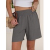 image:imageANRABESS Linen Shorts for Women Casual Summer High Waisted Wide Leg Lounge Beach Vacation Shorts with PocketsDark Grey