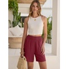 image:imageANRABESS Linen Shorts for Women Casual Summer High Waisted Wide Leg Lounge Beach Vacation Shorts with PocketsDeep Red