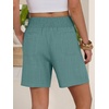 image:imageANRABESS Linen Shorts for Women Casual Summer High Waisted Wide Leg Lounge Beach Vacation Shorts with PocketsLake Green