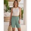 image:imageANRABESS Linen Shorts for Women Casual Summer High Waisted Wide Leg Lounge Beach Vacation Shorts with PocketsLight Green