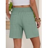 image:imageANRABESS Linen Shorts for Women Casual Summer High Waisted Wide Leg Lounge Beach Vacation Shorts with PocketsLight Green