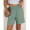 image:imageANRABESS Linen Shorts for Women Casual Summer High Waisted Wide Leg Lounge Beach Vacation Shorts with PocketsLight Green