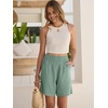 image:imageANRABESS Linen Shorts for Women Casual Summer High Waisted Wide Leg Lounge Beach Vacation Shorts with PocketsLight Green