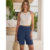 image:imageANRABESS Linen Shorts for Women Casual Summer High Waisted Wide Leg Lounge Beach Vacation Shorts with PocketsNavy Blue